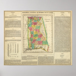 Karte von Alabama Poster