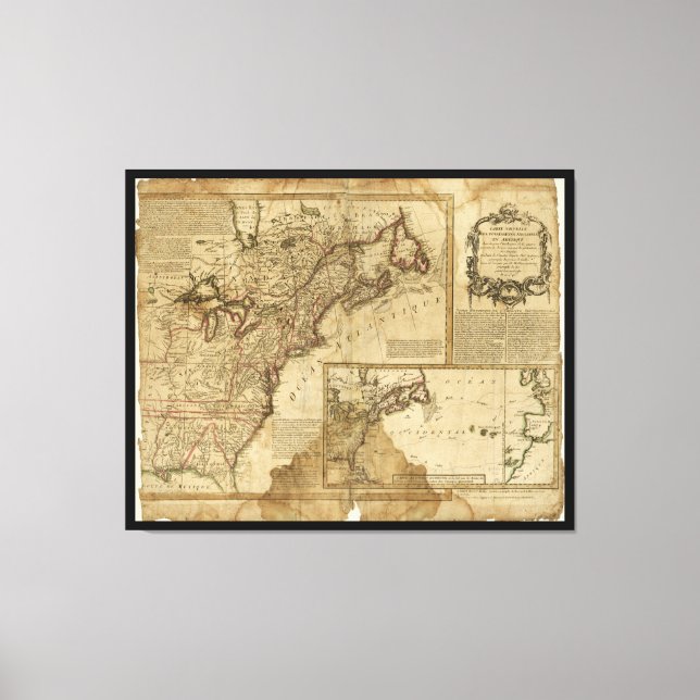 Karte von Amerika (1780) Leinwanddruck (Vorderseite)