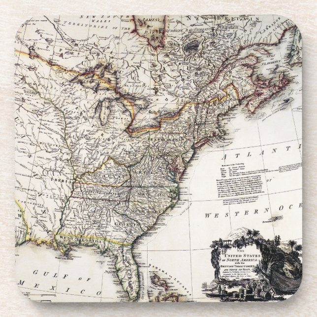 KARTE VON AMERIKA, 1809 GETRÄNKEUNTERSETZER (Vorderseite)
