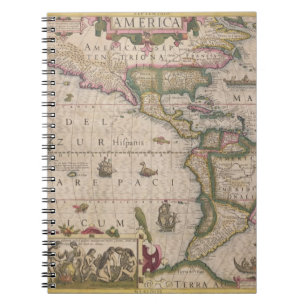 Karte von Amerika, vom Mercator "Atlas", Kneipe. Notizblock