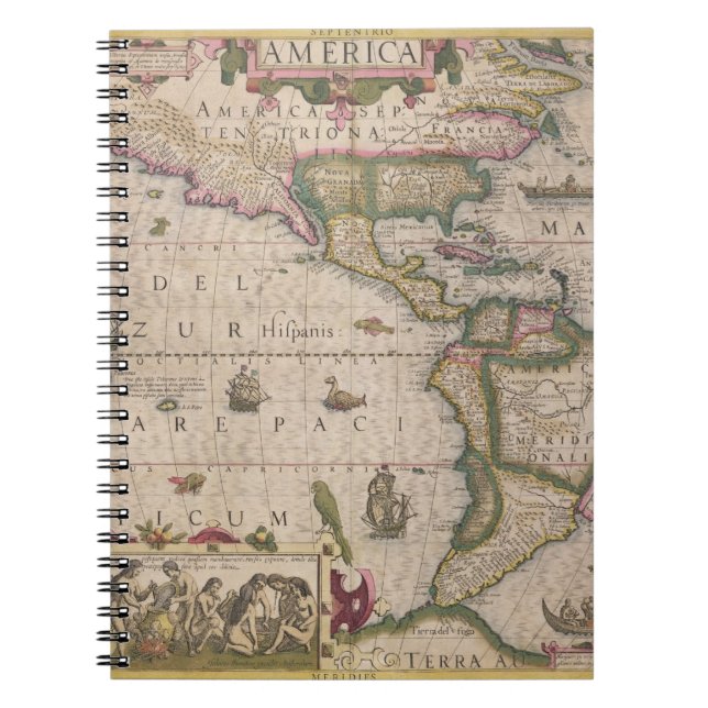 Karte von Amerika, vom Mercator "Atlas", Kneipe. Notizblock (Vorderseite)