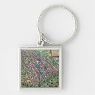 Karte von Amsterdam, von 'Civitates Orbis Terrarum Schlüsselanhänger