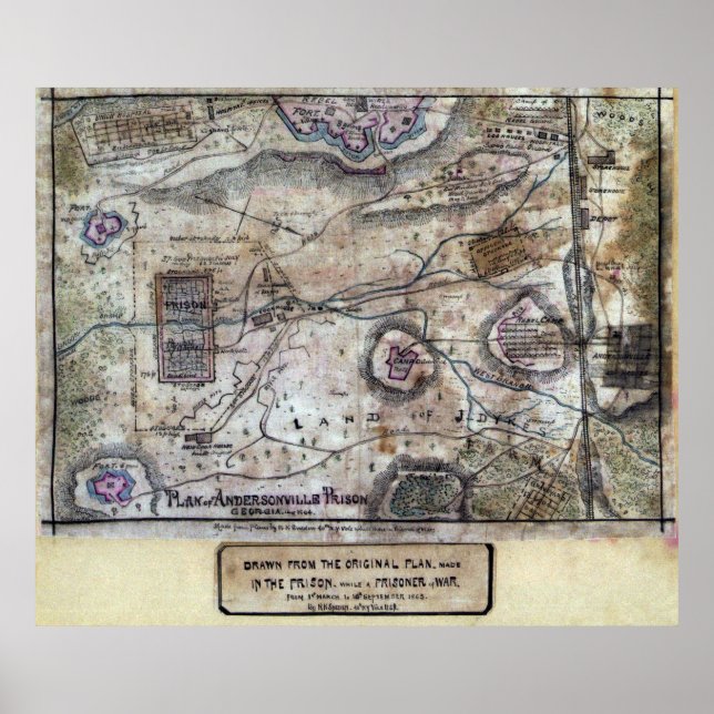 KARTE VON ANDERSONVILLE PRISON - ZIVILER KRIEG 186 POSTER (Vorne)