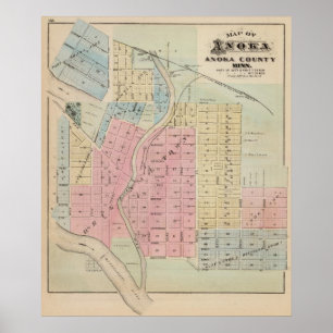 Karte von Anoka, Anoka County, Minnesota Poster