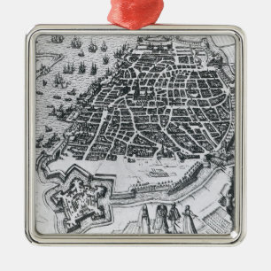 Karte von Antwerpen, 1598 Silbernes Ornament