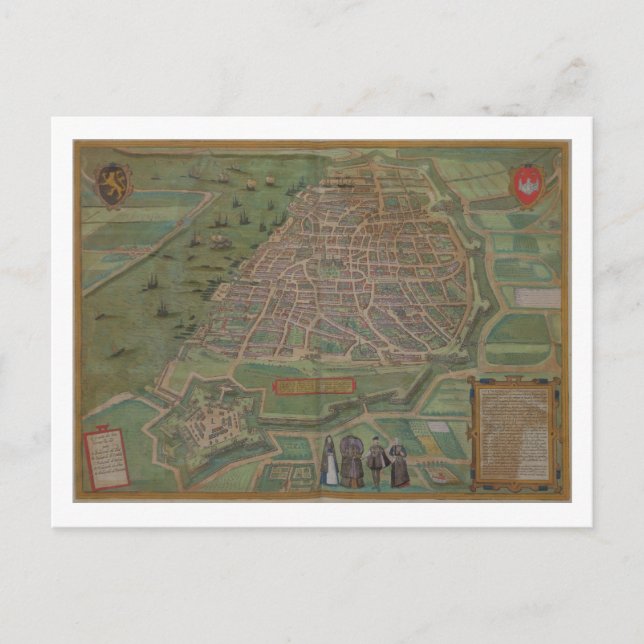 Karte von Antwerpen, von "Civitates Orbis Terrarum (Vorderseite)