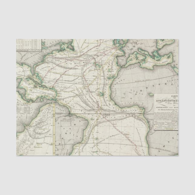Karte von Atlantik Seidenpapier (Vorderseite)
