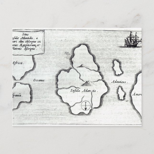 Karte von Atlantis, von "Mundus Subterraneus" (Vorderseite)