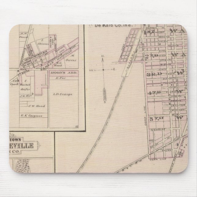 Karte von Auburn, De Kalb Co Mousepad (Vorne)