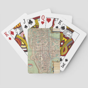 Karte von Augsburg, aus 'Civitates Orbis Terrarum' Spielkarten