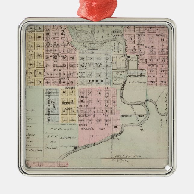 Karte von Austin, Mäher-Landkreis, Minnesota Ornament Aus Metall (Vorne)