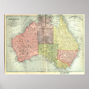 Karte von Australien 1911 Poster
