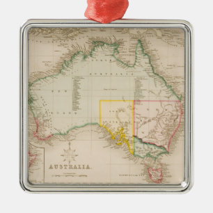 Karte von Australien & Neuseeland Ornament Aus Metall