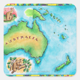 Karte von Australien Quadratischer Aufkleber