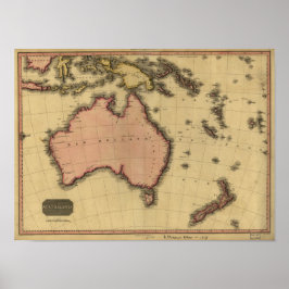 Karte von Australien und Neuseeland 1818 Poster