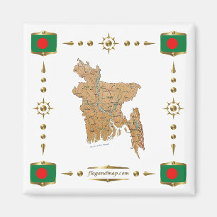 Karte von Bangladesch + Flaggen-Magnet Magnet