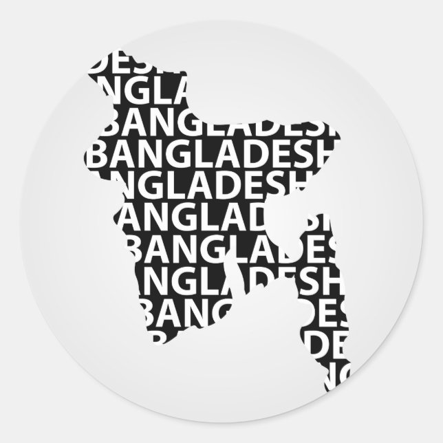 Karte von Bangladesch mit Text Runder Aufkleber (Vorderseite)