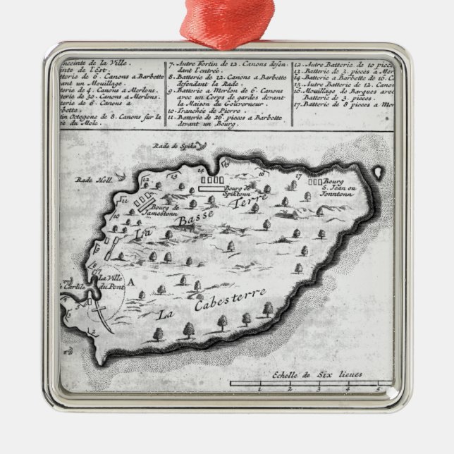 Karte von Barbados Silbernes Ornament (Vorne)