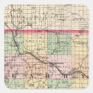 Karte von Barry Landkreis, Michigan Quadratischer Aufkleber