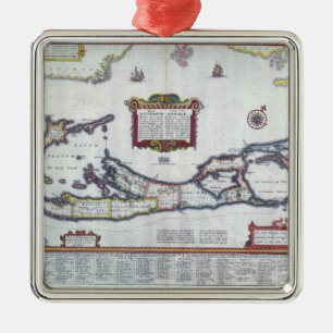 Karte von Bermuda Silbernes Ornament