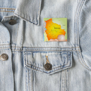 Karte von Bolivien mit Städten und Grenzen Button