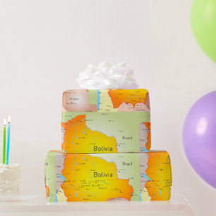 Karte von Bolivien mit Städten und Grenzen Geschenkpapier