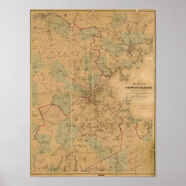 Karte von Boston 2 Poster (Vorne)