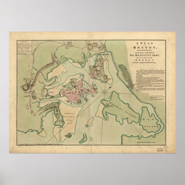 Karte von Boston, Gezeichnet von der britischen Ar Poster (Vorne)
