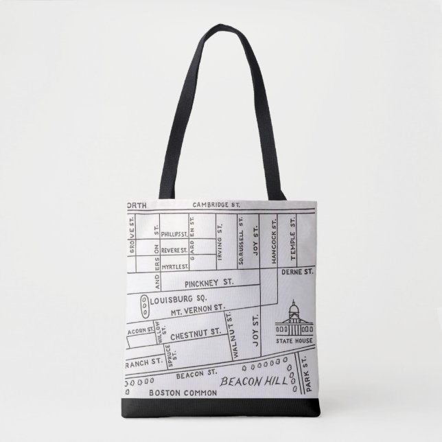 Karte von Bostons Beacon Hill  Tasche (Vorderseite)