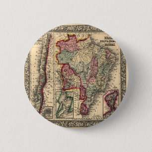 Karte von Brasilien, Bolivien, Paraguay und Urugua Button