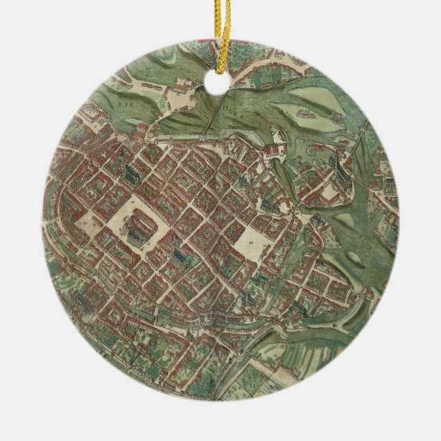 Karte von Bratislava, von 'Civitates Orbis Keramik Ornament (Vorne)