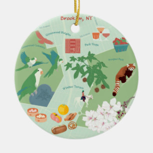 Karte von Brooklyn individuell anpassbar zweiseiti Keramik Ornament