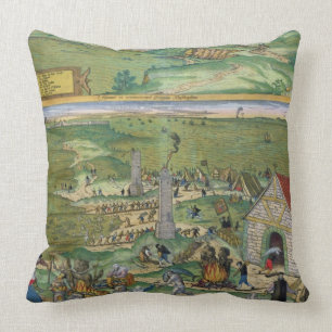 Karte von Cadiz, von "Civitates Orbis Terrarum" Kissen