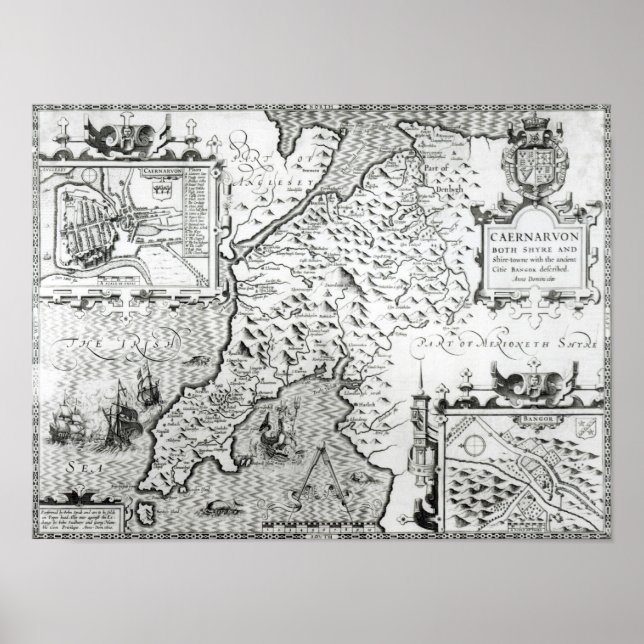 Karte von Caernarvon, 1616 Poster (Vorne)