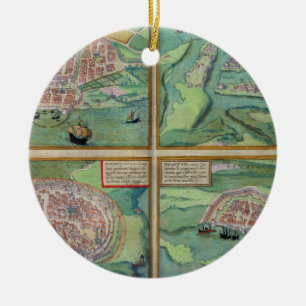 Karte von Calais, von Malta, von Rhodos und von Keramikornament