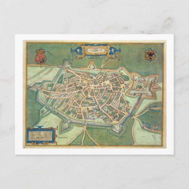 Karte von Cambrai, von "Civitates Orbis Terrarum"  (Vorderseite)