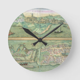 Karte von Candia und von Korfu, von 'Civitates Runde Wanduhr