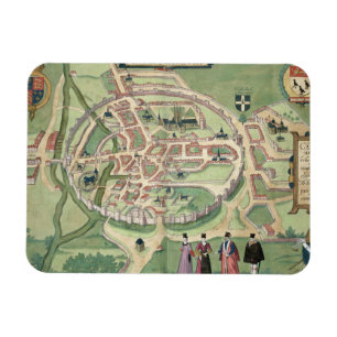Karte von Canterbury, von 'Civitates Orbis Magnet