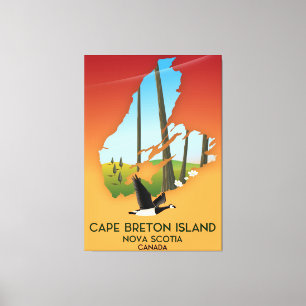 Karte von Cape Breton Island Nova Scotia Kanada Leinwanddruck
