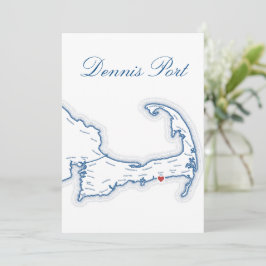 Karte von Cape Cod Dennis Port Hochzeitstisch Name