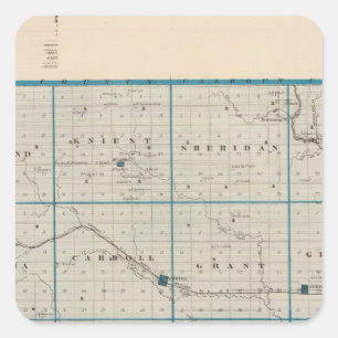 Karte von Carroll County, Staat von Iowa Quadratischer Aufkleber