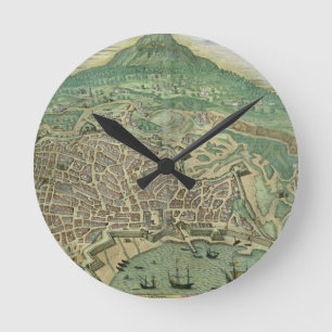 Karte von Catania, von "Civitates Orbis Terrarum" Runde Wanduhr