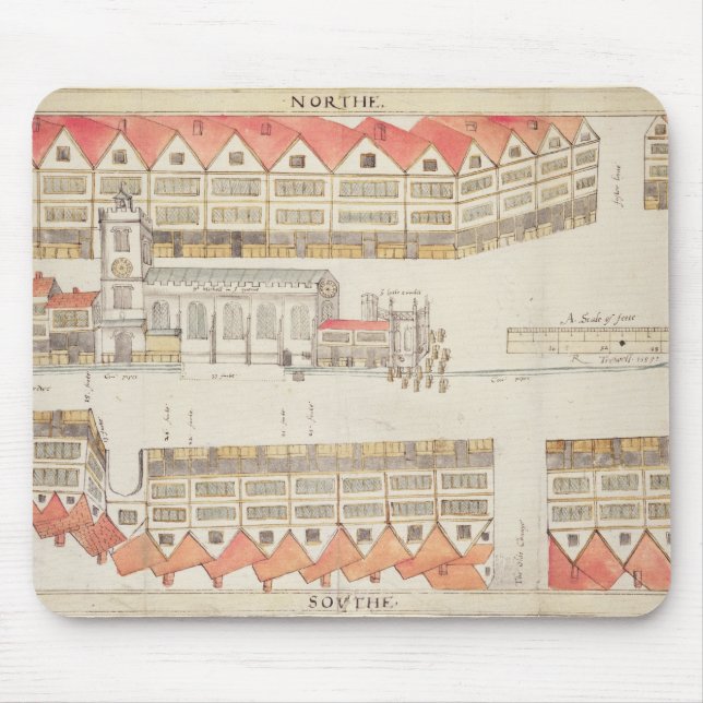 Karte von Cheapside, London, 1585 Mousepad (Vorne)