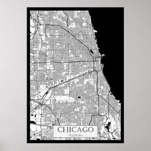 Karte von Chicago Illinois Poster