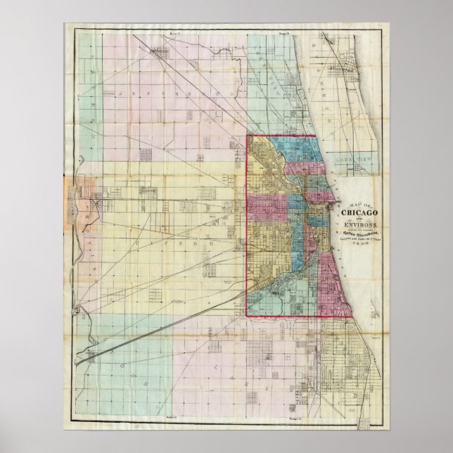 Karte von Chicago Poster (Vorne)