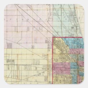 Karte von Chicago Quadratischer Aufkleber