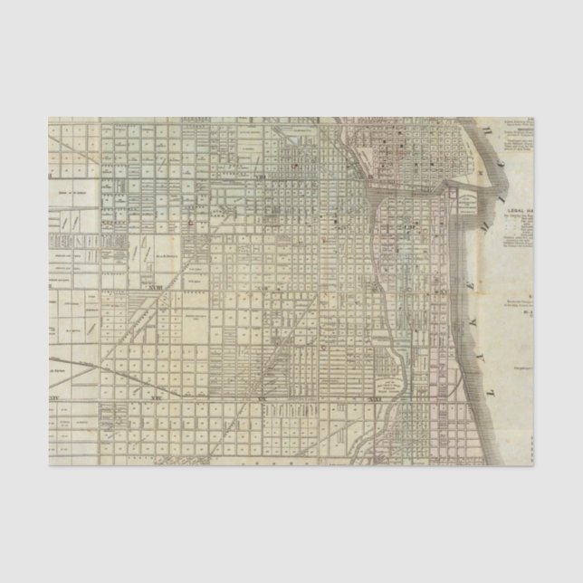 Karte von Chicago Seidenpapier (Vorderseite)
