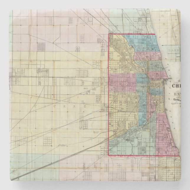 Karte von Chicago Steinuntersetzer (Vorderseite)