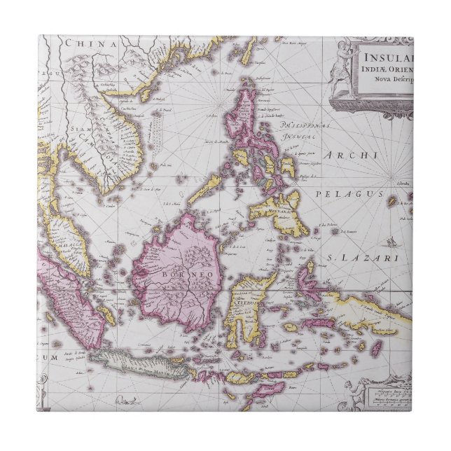 Karte von China u. von Indonesien | 1710 Fliese (Vorderseite)