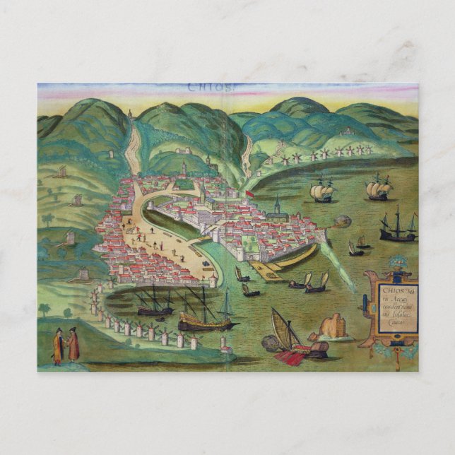 Karte von Chios, von "Civitates Orbis Terrarum" vo (Vorderseite)